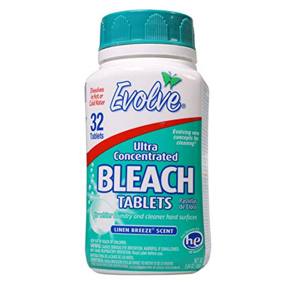 Evolve Bleach Tablets, HE Safe, No Splash, 32ct (Linen Breeze)Bleach