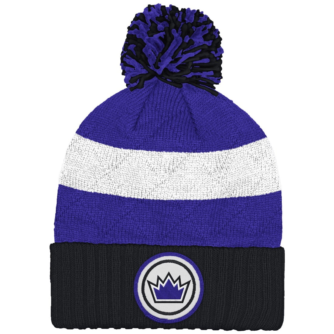 Sacramento Kings Mitchell & Ness NBA "Quilted Crown" Cuffed Knit Hat w Pom by Mitchell & Ness