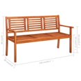 thumbnail image 4 of vidaXL Banc de Jardin 3 Places avec Coussin 150 cm Bois d'Eucalyptus Massif, 4 of 5