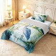 thumbnail image 2 of Erosebridal Vintage Heron Bird Twin Comforter Sets,Lovely Animals Bedding Set,Green Blue,Light Gray Reversible,2 Pieces,1 Comforter and 1 Pillowcase, 2 of 7