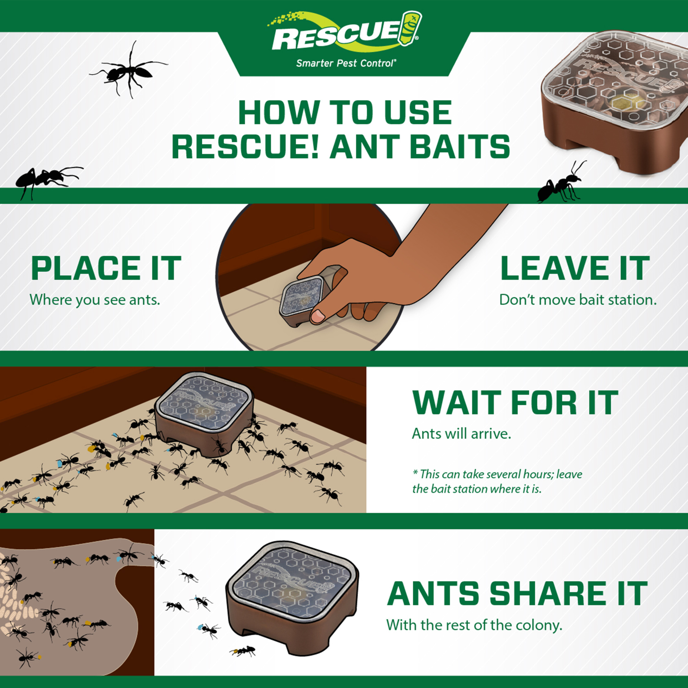 RESCUE! Indoor Ant Killer Child Resistant Bait Stations, 4-Pack photo 5