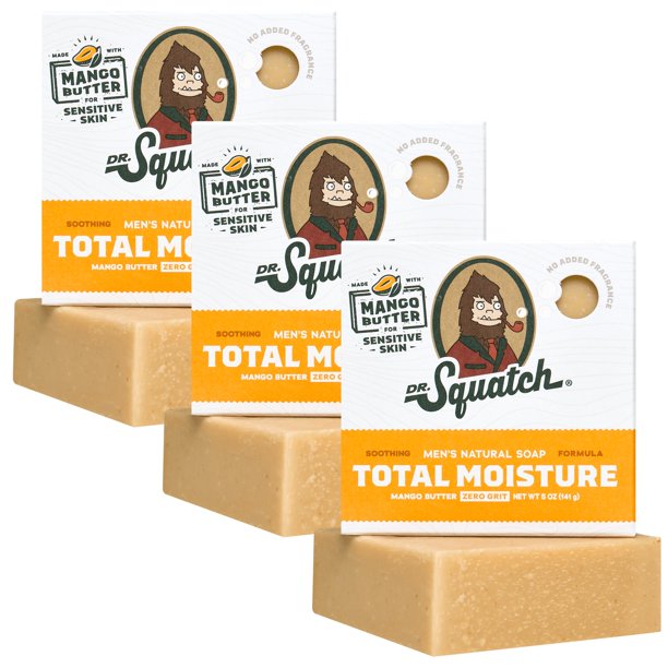Jabón en barra Dr. Squatch Total Moisture con mantequilla de mango, 150 ml, paquete de 3