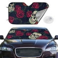thumbnail image 2 of Kdxio Roses Skulls Print Windshield Sun Shade,UV Rays and Sun Heat Protection,Sunshade for Car Windshield,Car Shade Front Windshield - Small, 2 of 6