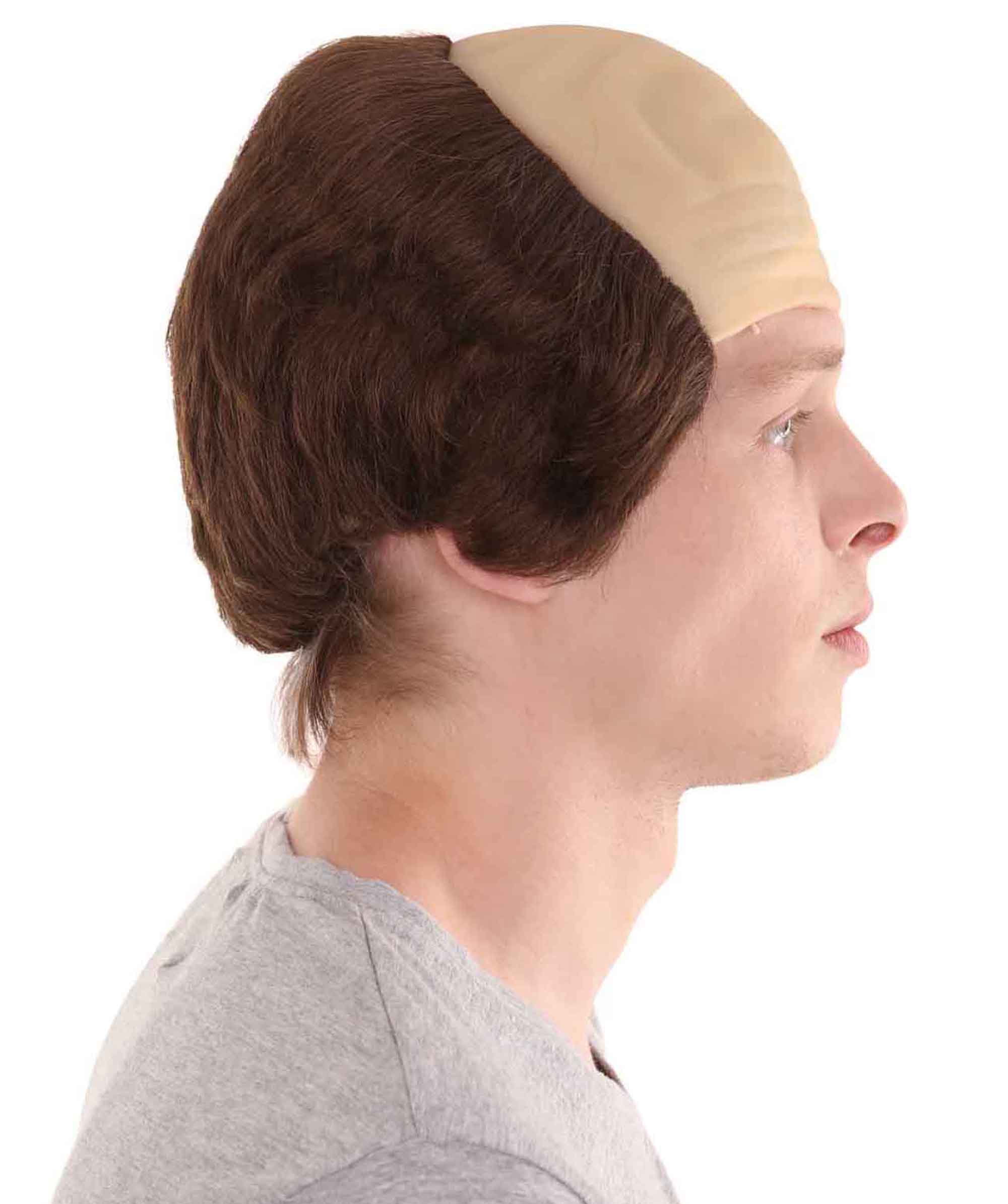 HPO Men's Balding Friar Father Wig for Adults – Brown Costume Hair for Halloween Cosplay