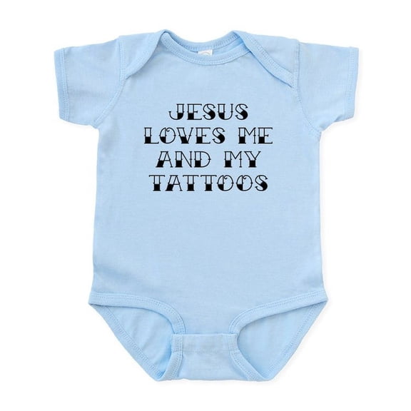 CafePress - Jesus Loves Me And My Tattoos Baby Light Bodysuit - Baby Light Bodysuit, Size Newborn - 24 Months