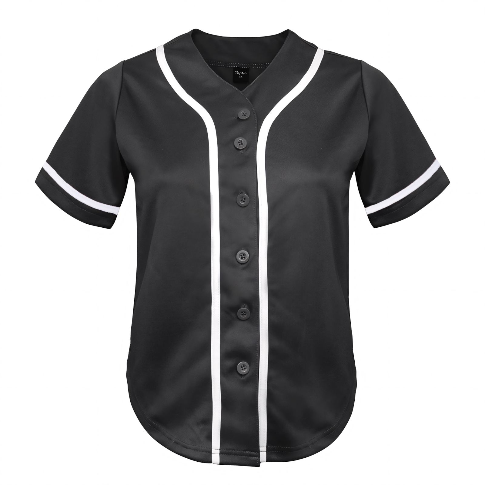 TOPTIE Women's Baseball Jersey Hip Hop Hipster Button Down Baseball T-Shirt-Black White-S