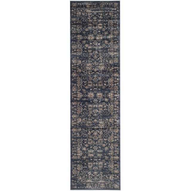 Safavieh Vintage 4' X 5'7" Power Loomed Rug in Dark Blue and Cream