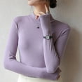 thumbnail image 4 of Women's Basic Slim Fitted Long Sleeve Pullovers Tee Tops, 4 of 5