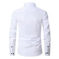 thumbnail image 2 of SWSMCLT Men's Long Sleeve Shirts Button Down Lapel Collar Collared Wrinkle-Free Slim Fit Business Formal Tops Lightweight Solid Plain Casual White 39, 2 of 5