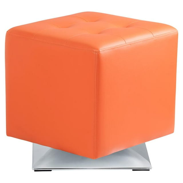 Sunpan Pouf Pivotant en Similicuir de 16 Po Carré Marco Orange
