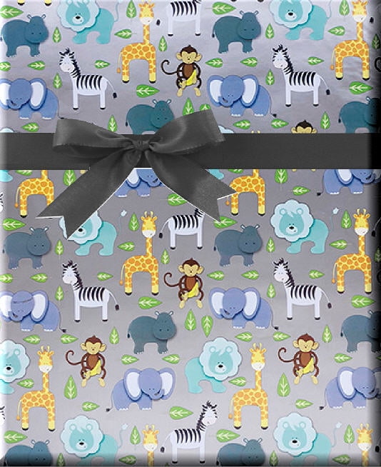 Zoo Animals Lion Elephant Giraffe Baby Shower Specialty Gift Wrapping Paper  Premium Specialty 15Ft Roll 