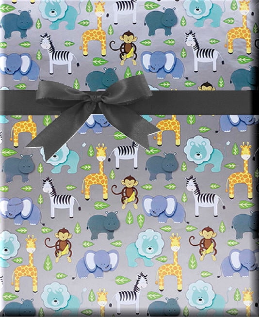 CENTRAL 23 Animal Wrapping Paper - 6 Blue Gift Wrap Sheet - Birthday Gift  Wrap For Boys Or Girls - Baby Shower Wrapping Paper Neutral - Panda Penguin  Elephant - Comes With Cute Stickers : : Office Products