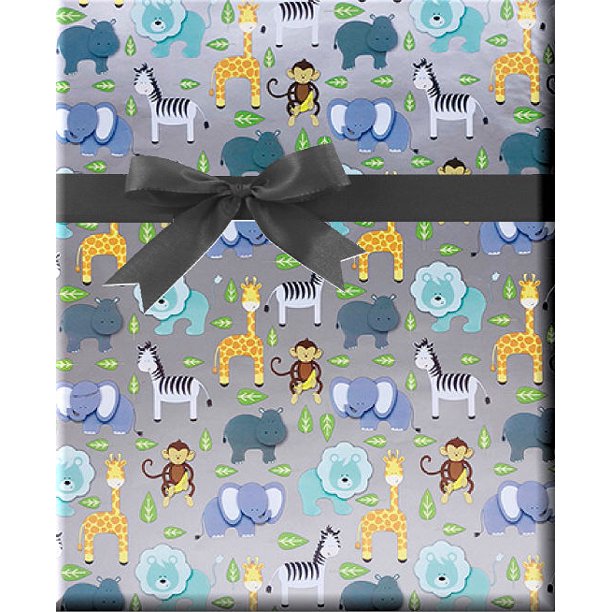 Zoo Animals Lion Elephant Giraffe Baby Shower Specialty Gift Wrapping