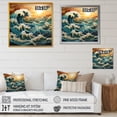 thumbnail image 4 of Designart "Vivid Woodcut Effect Capturing Ocean Charm IV" Ocean Floater Framed Wall Art Prints, 4 of 5