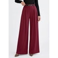 thumbnail image 6 of Womens Spring Wide Leg Trousers Loose Pleated Long Flowy Palazzo Work Pants with Pockets Wine Red S, 6 of 10