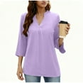 thumbnail image 2 of Ailaofu Womens Tops Dressy Casual 3/4 Sleeve V Neck Chiffon Shirt Work Blouses, 2 of 5