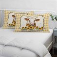 thumbnail image 4 of Yak Sunflowers Throw Pillow Covers, Yellow Floral Checkered Elegant Pastoral Rustic Soft Breathable Pillow Cases with Invisible Zipper, King Size Pillowcases for Couch Bed Sofa Chair 20x36 Inches, 4 of 9