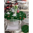 thumbnail image 4 of Outdoor Tablecloth with Umbrella Hole and Zipper, Christmas Round Table Cloth 54 Inch Waterproof Tablecloth, Winter Xmas Balls Weeping Green Cartoon Cute Picnic Table Cover for Patio Camping, 4 of 7