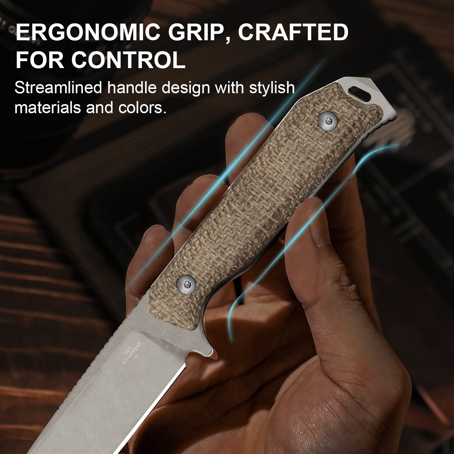 Kizer Begleiter Fix Fixed Knife 3V Steel Blade Micarta Handle With Sheath 1045MD1