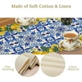 thumbnail image 4 of Blue Lemon Table Runner Italy Burlap Artificial Yellow Lemon Fruit Table Runners Farmhouse Coffee Table Center Decor Seasonal Spring Kitchen Dining Table Decoration for Home Party Decor 13x36 Inch, 4 of 6