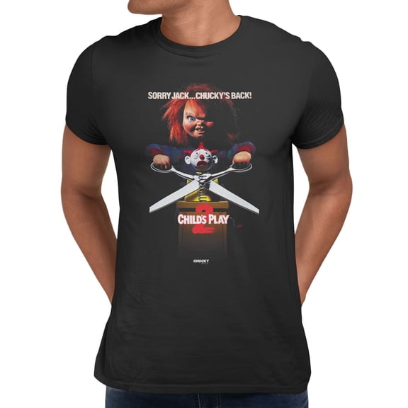 Chucky Child's Play 2 Sorry Jack Chucky's Back Men's Graphic T-Shirt (Black, S-2XL)