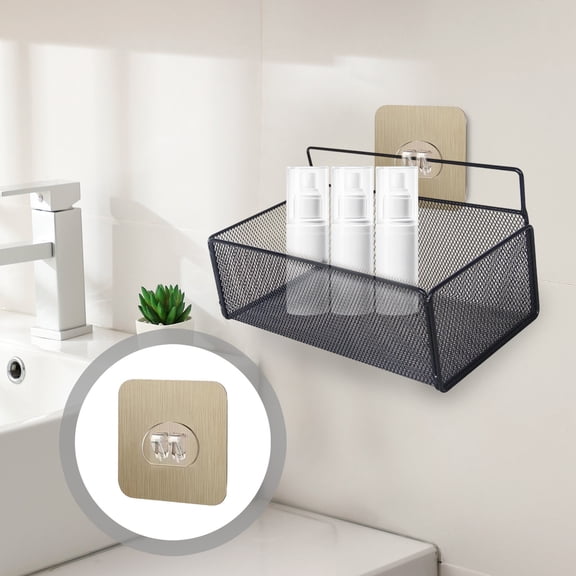 8-Pack Shower Caddy Adhesive Hooks, No Drilling Wall Hooks, Waterproof Adhesive Strips, Heavy Duty Sticky Hooks, For Bathroom Kitchen Organizers