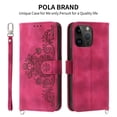 thumbnail image 3 of Dteck Flower Pattern Case For iPhone 14 Pro Max 6.7 inch,Magnetic Leather Card Slots Pocket Case Shockproof Rubber Kickstand Cover with Detachable Crossbody and Wrist Straps,Winered, 3 of 9