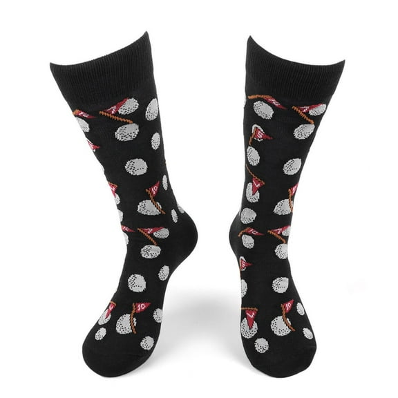 Urban-Peacock Men's Novelty Fun Crew Socks - Golf Pattern in Black