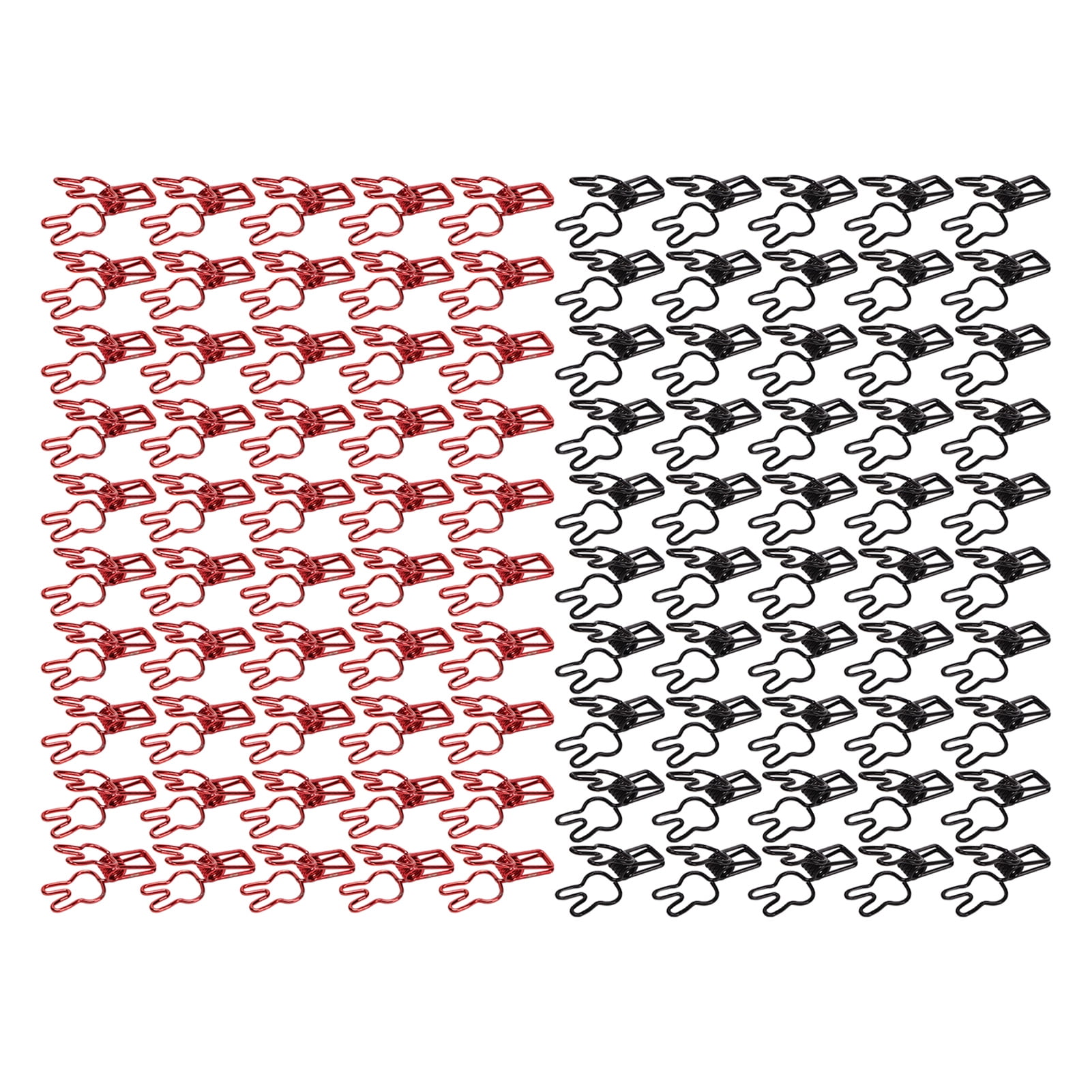 Riousery 100Pcs Bunny Binder Clips Hollow Out Strong Metal Multi Purpose Small Paper Clips for Bags Clothes Documents, Black and Red