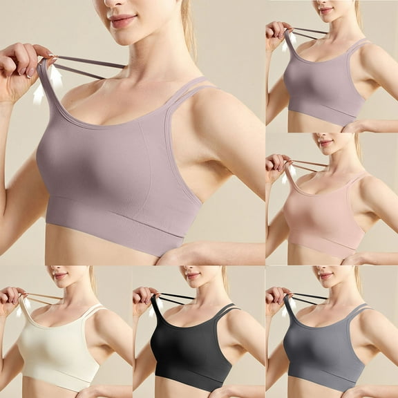 SMihono Womens Seamless Strappy Longline Sports Bra - Medium Support Scoop Neck Criss Cross Padded Yoga Workout Cami Black M