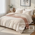 thumbnail image 3 of Exclusivo Mezcla King Bedding Duvet Cover Set, 3 Pieces Lightweight Comforter Cover with Pillow Shams (Brich Beige), 3 of 8