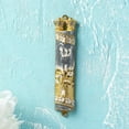 thumbnail image 7 of Matashi Hand Painted Grey Enamel Mezuzah with Jerusalem City Design, Gold Accents & Crystals, Judaica Religious Home Décor, 7 of 7