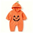 thumbnail image 3 of JAJAHO Toddler Baby Boy Girl Clothes Halloween Jumpsuits Hooded Fuzzy Pumpkin Romper 3M-3Y, 3 of 5