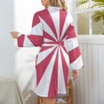 thumbnail image 6 of Aesthetic Heather Violet And White Sunburst Night Robe Long Sleeve V Neck Robe With Belt Women's Sleepwear Dresses, 6 of 9
