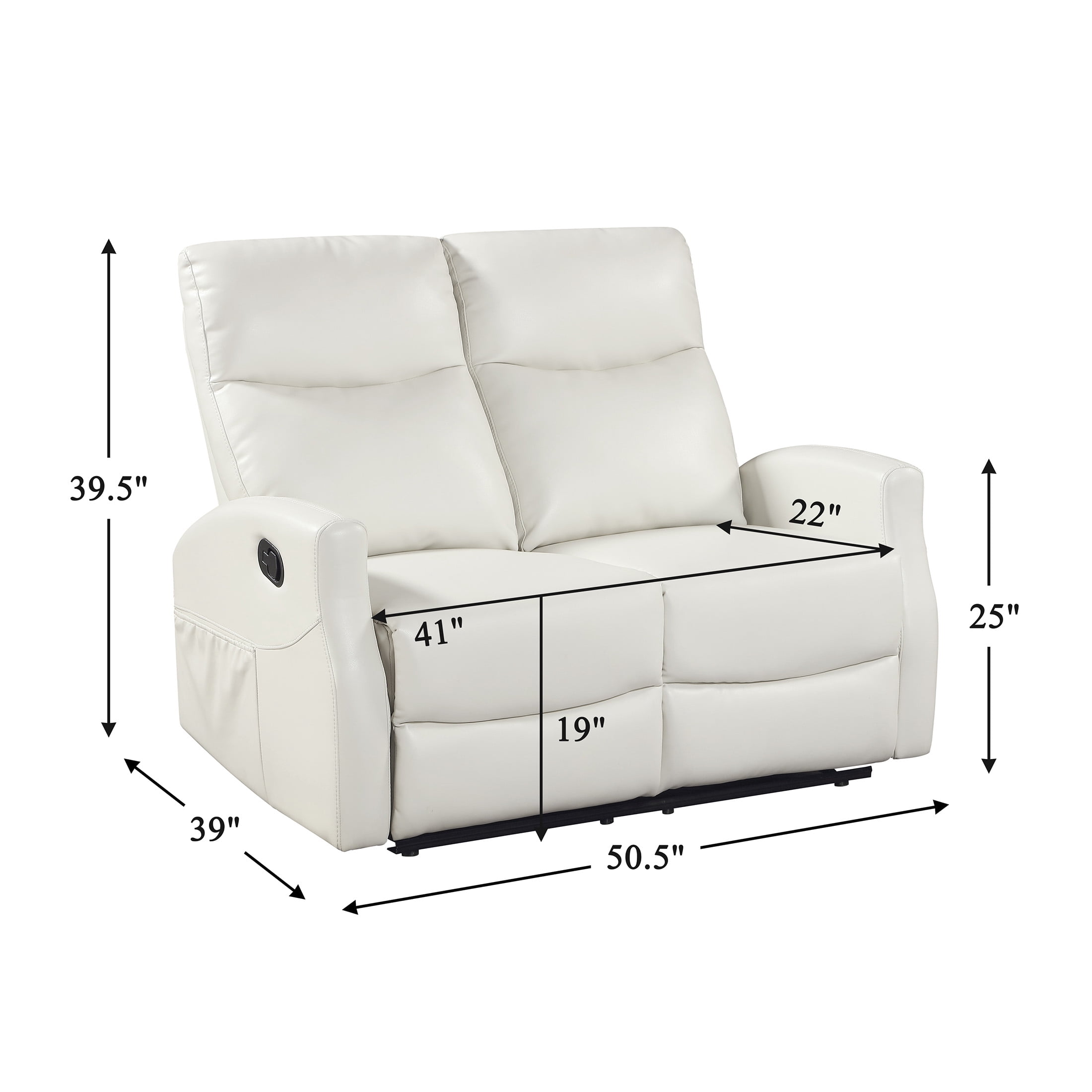 OakvillePark Novelle Faux Leather Manual Double Reclining Love Seat with Magazine Pocket, Beige
