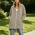 thumbnail image 7 of Perfectbot Women's Long Hoodie Full Zip Drawstring with Pockets Back Split Oversized Sweatshirt, 7 of 7