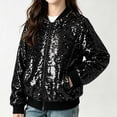 thumbnail image 4 of ATOGUTA Girls Sequin Jacket Lightweight Zipper Fall Winter Coats With Pockets Trendy Outwear Black, 4 of 8