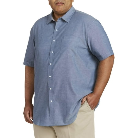 Men's Big And Tall Short Sleeve Chambray Shirt, Up To 7Xl