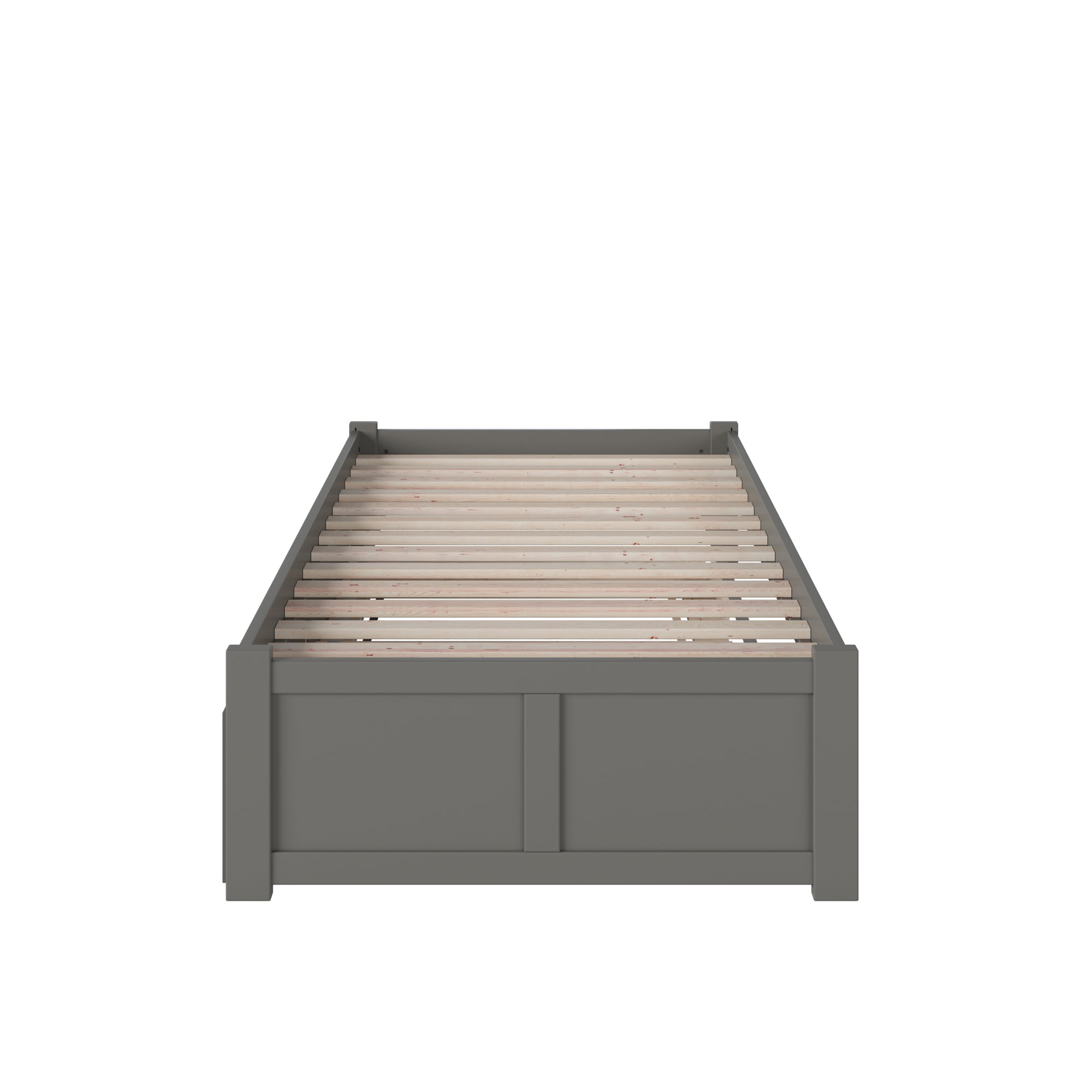 AFI Concord Twin Solid Wood Platform Bed with Footboard & Twin Trundle, Grey