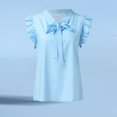 thumbnail image 3 of QASIEATN Trendy Essentials Clothing for Women: Pretty Sleeveless Blouse Bow Tie Neck Cap Sleeve Casual Shirt Fall Fashion Outfits for Women, 3 of 5