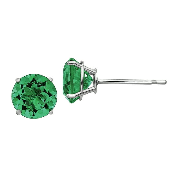 Primal Gold 14 Karat White Gold Created Emerald Earrings