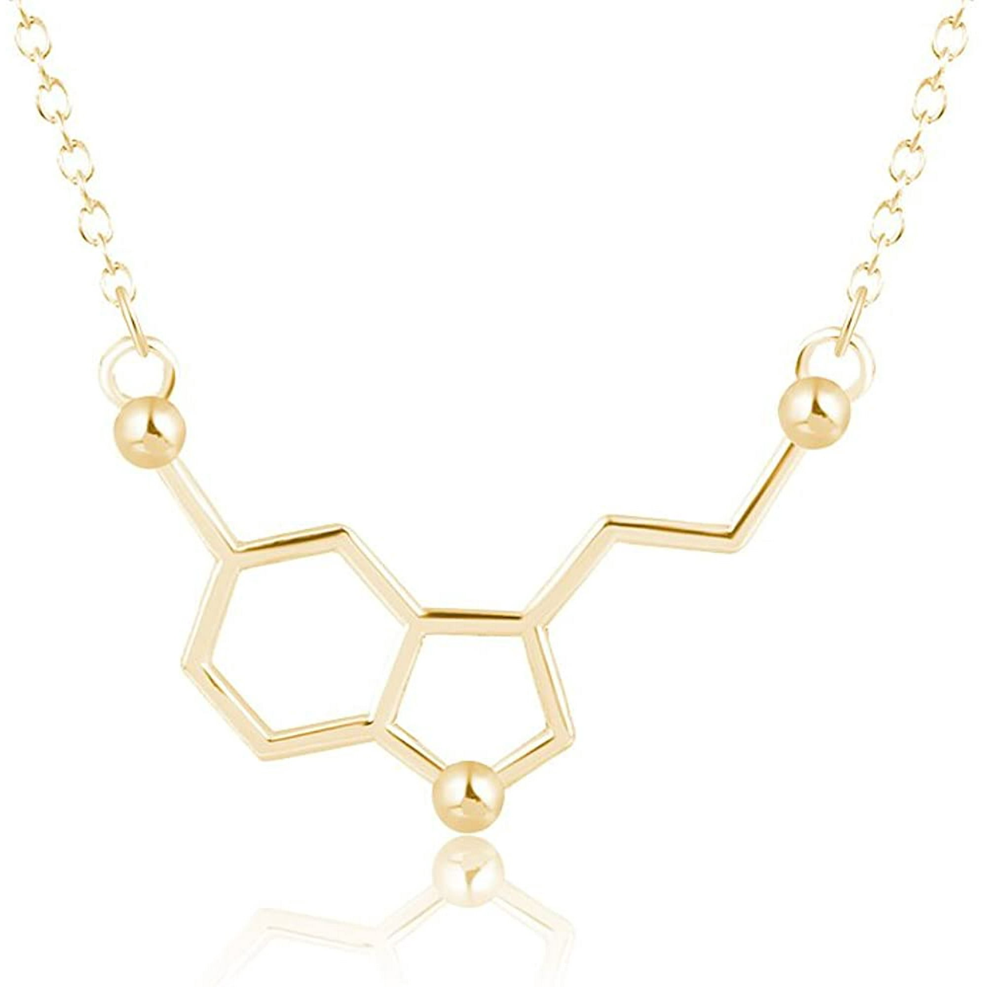 Silver Serotonin Molecule Pendant Necklace Organic Chemistry Jewelry for Science Lovers Gift for a Science Student