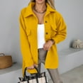 thumbnail image 5 of Womens Trench Coats Lapel Button Down Peacoat with Belted Woolen Jackets Yellow L, 5 of 7