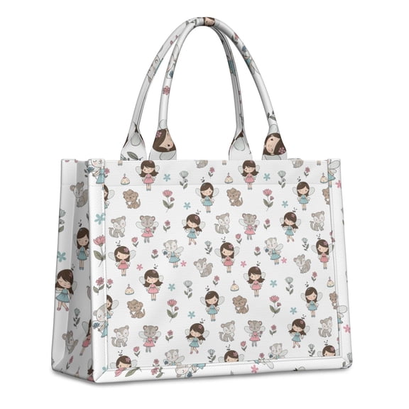 Large Capacity Tote Bag,Fairy Princess Animal Pattern Handbag Fashion Luxury Tote Bag,15.7"x13"x 5.1" Inches,Laptop Compatible