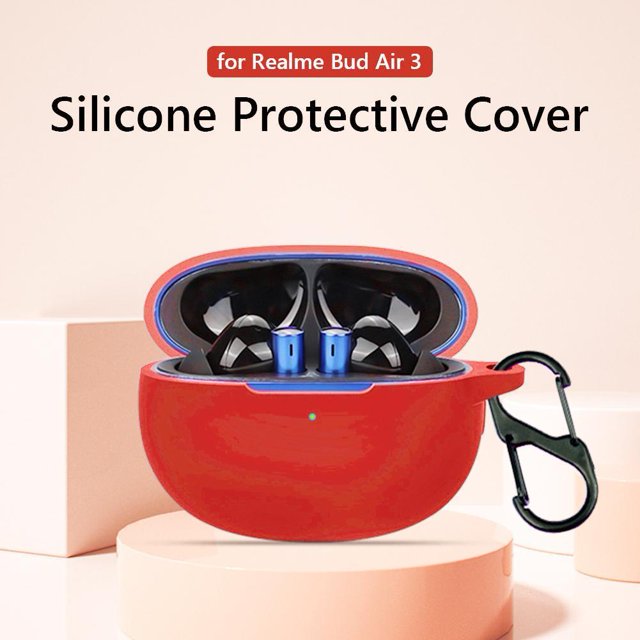 Fundas de silicona para el protector del compartimento de carga Realme Buds Air3 (rojo)