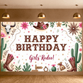 thumbnail image 6 of Western Style Banner Pink Flowers Girls' Rodeo Banner Cowboy Boots Cactus Decor Western Background for Girls' Birthday Party Western Theme Party Rodeo Gathering, 6 of 9