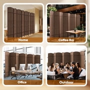 Jostyle Room Divider 6ft. Tall Extra Wide Privacy Screen, Folding Privacy Screens with Diamond Double-Weave Room dividers and Freestanding Room Dividers Privacy Screens(Mocha, 8-Panel)