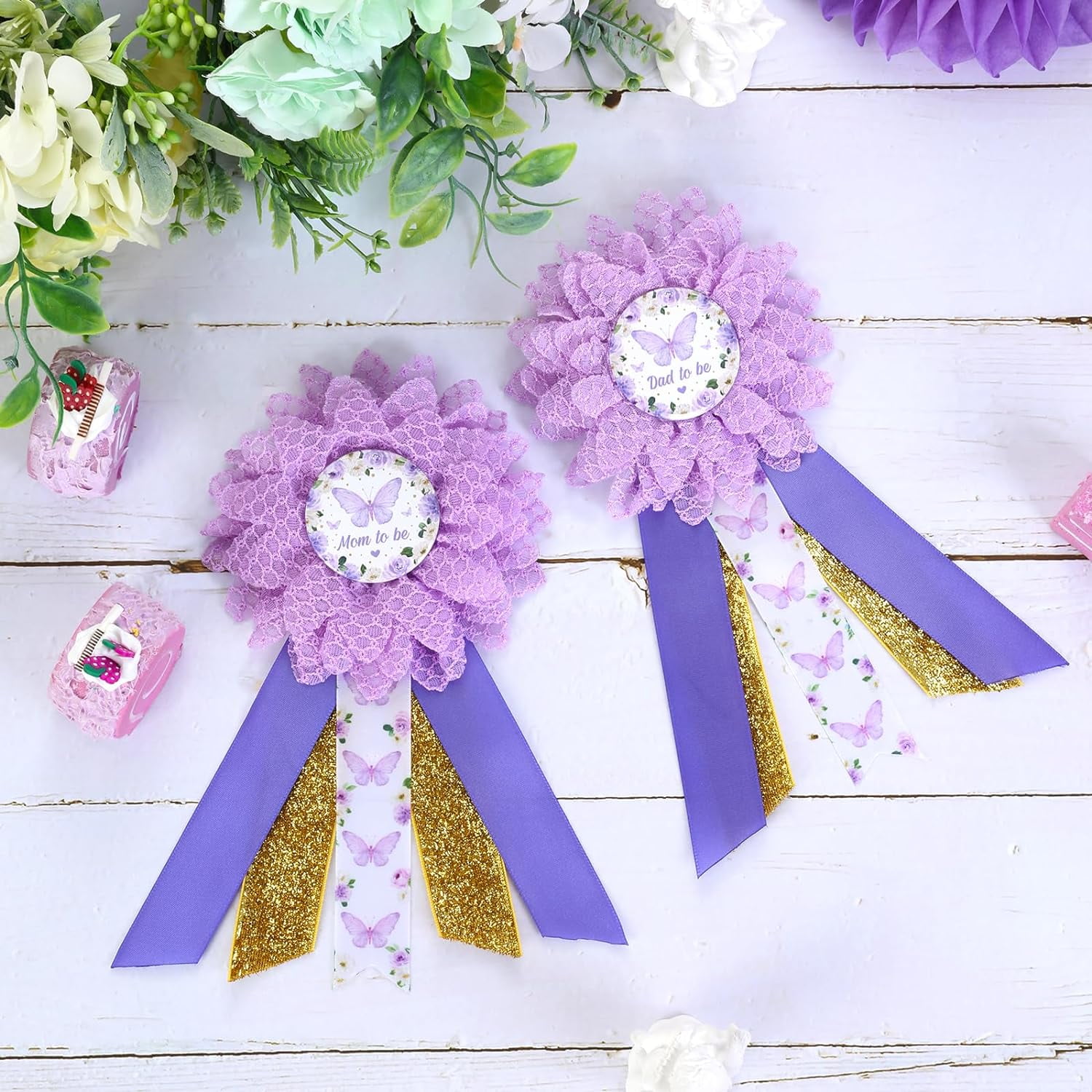 Boxing Gender Reveal Maternity Sash Kit - Includes Belly Belt & Mom/Dad Corsage Pins For Baby Shower Photo Props