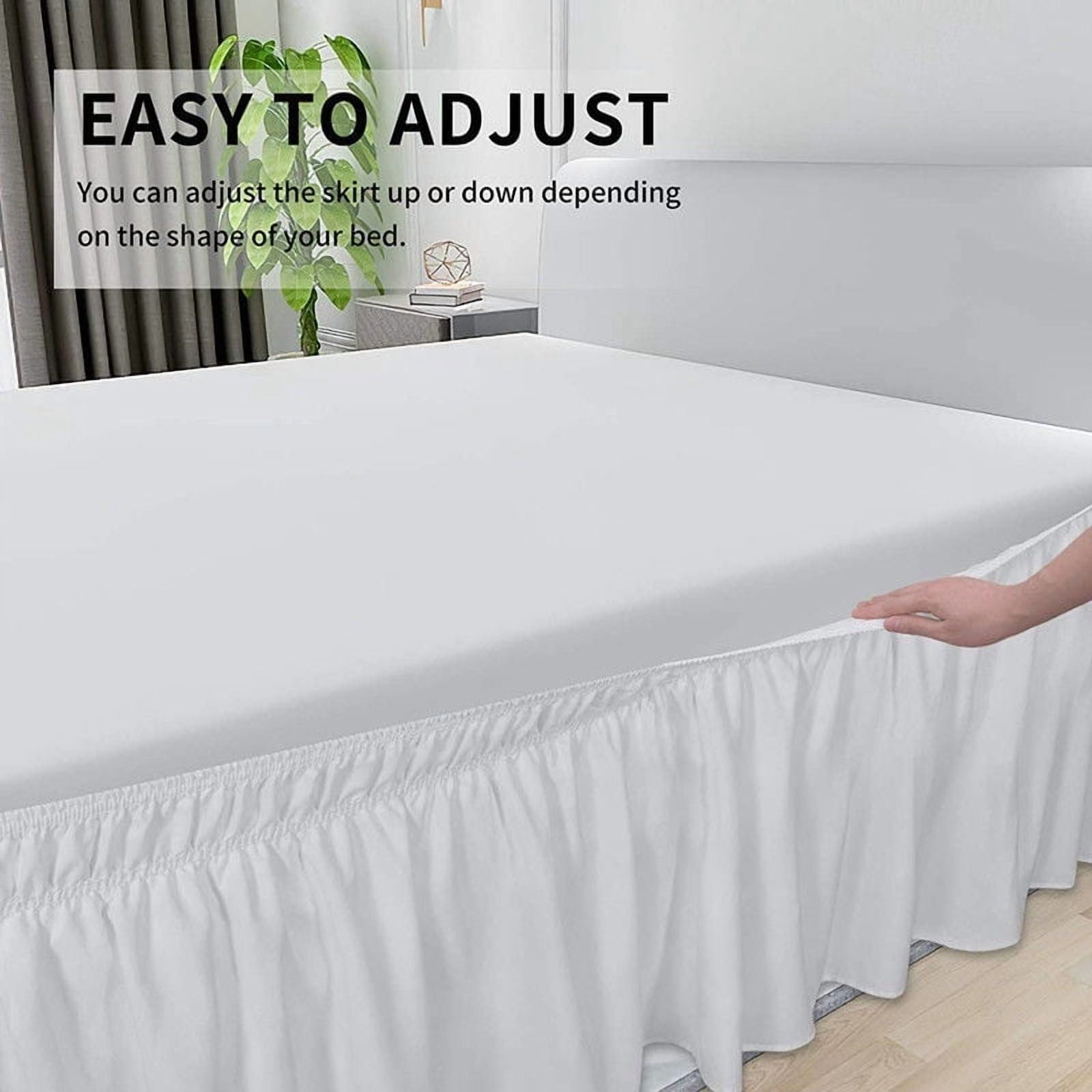 Pure Dreams Wrap Around Dust Ruffle Bed Skirt, 100% Microfiber, 15 Inch Drop, Easy Fit Elastic Strap- Burgundy Twin Size