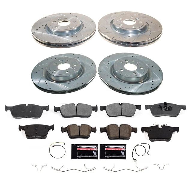 PowerStop Front and Rear Z23 Evolution Sport Carbon-Fiber Ceramic Brake Pad and Drilled & Slotted Rotor Kit Fits: JAGUAR Select Models K8204